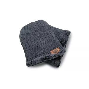 Unisex Warm Winter Cuff Beanie‎ Hat Neck Set Grey Soft Knit Set NIP